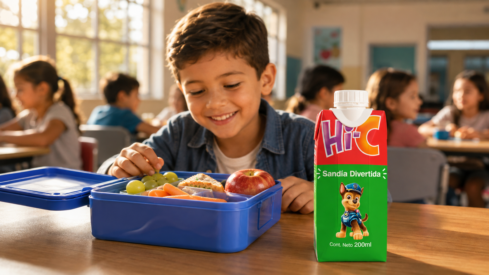 Un envase pensado para acompañar la merienda en el colegio.